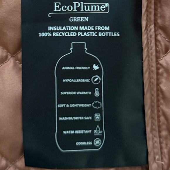 BERNARDO NWOT Long-Line Removable Hood Snap Front w/Pockets Quilted Coat L Clay - Picture 8 of 9